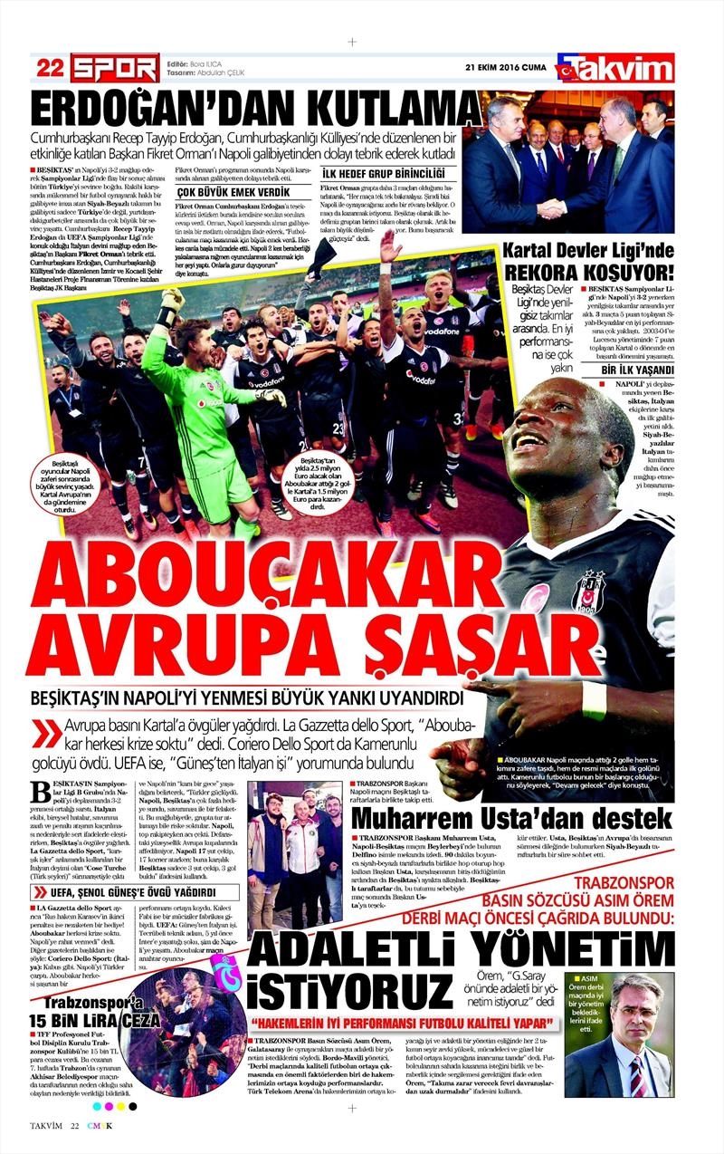 21 Ekim 2016 | Gazetelerin Beşiktaş Sayfaları - Görsel 5