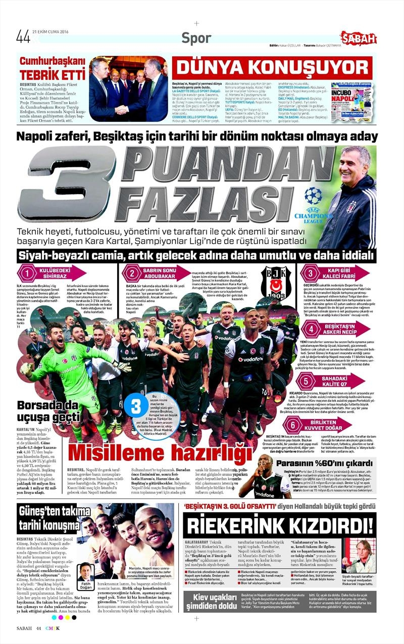 21 Ekim 2016 | Gazetelerin Beşiktaş Sayfaları - Görsel 7