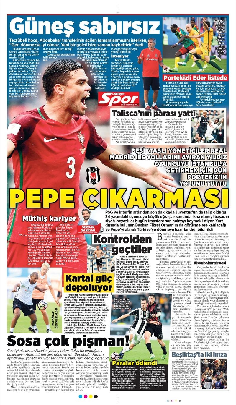 04 Temmuz 2017 | Gazetelerin Beşiktaş Manşetleri - Görsel 10