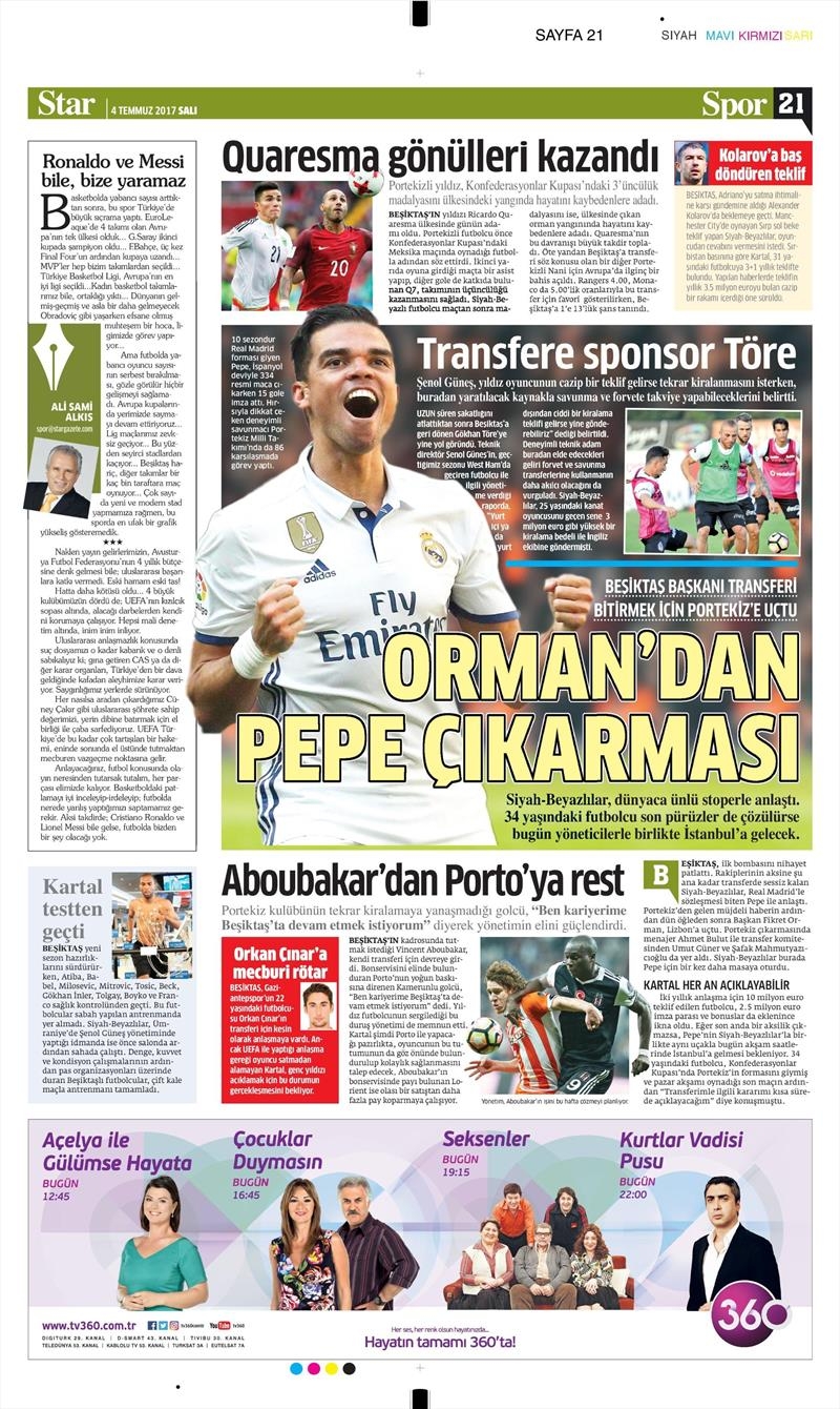 04 Temmuz 2017 | Gazetelerin Beşiktaş Manşetleri - Görsel 14