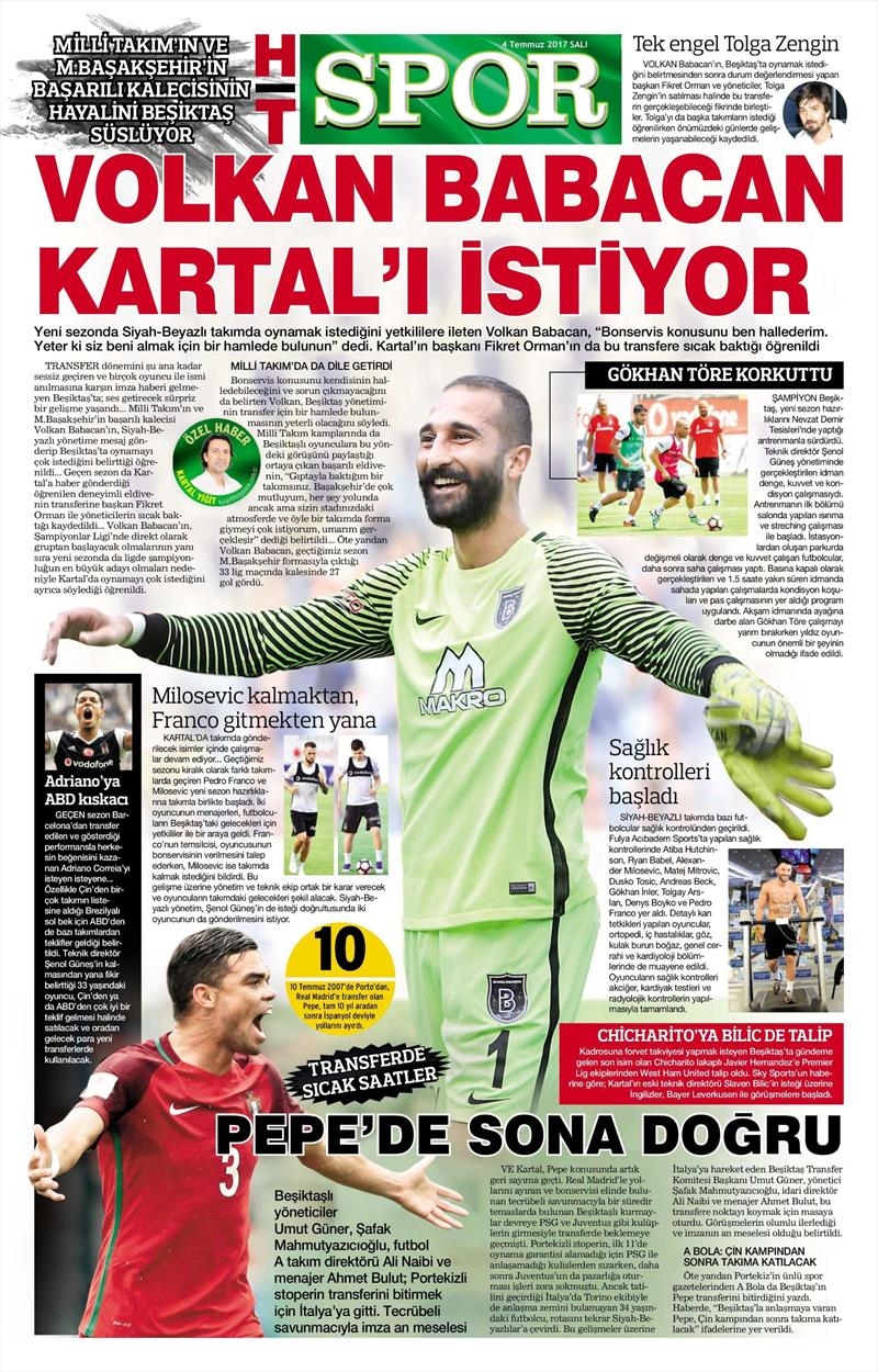 04 Temmuz 2017 | Gazetelerin Beşiktaş Manşetleri - Görsel 8