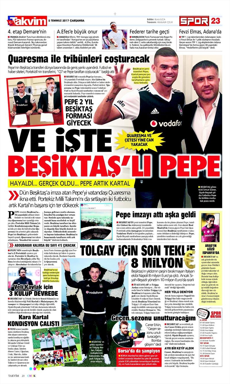 05 Temmuz 2017 | Gazetelerin Beşiktaş Manşetleri - Görsel 10