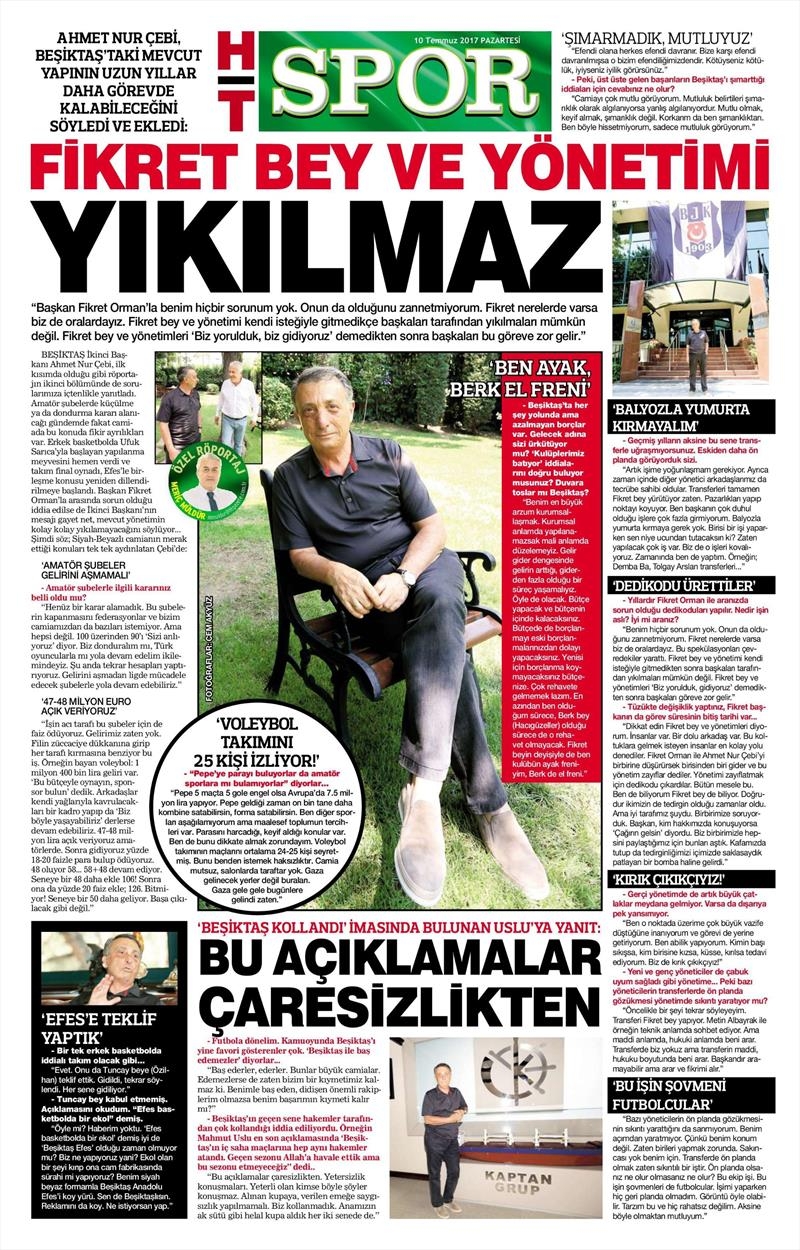10 Temmuz 2017 | İşte Gazetelerin Beşiktaş Manşetleri - Görsel 13