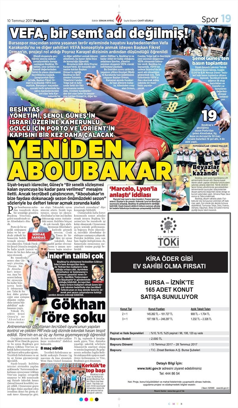 10 Temmuz 2017 | İşte Gazetelerin Beşiktaş Manşetleri - Görsel 14