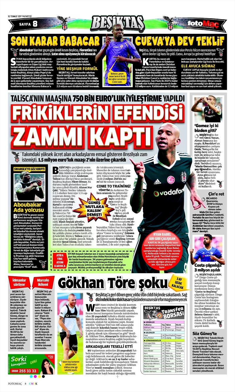 10 Temmuz 2017 | İşte Gazetelerin Beşiktaş Manşetleri - Görsel 9