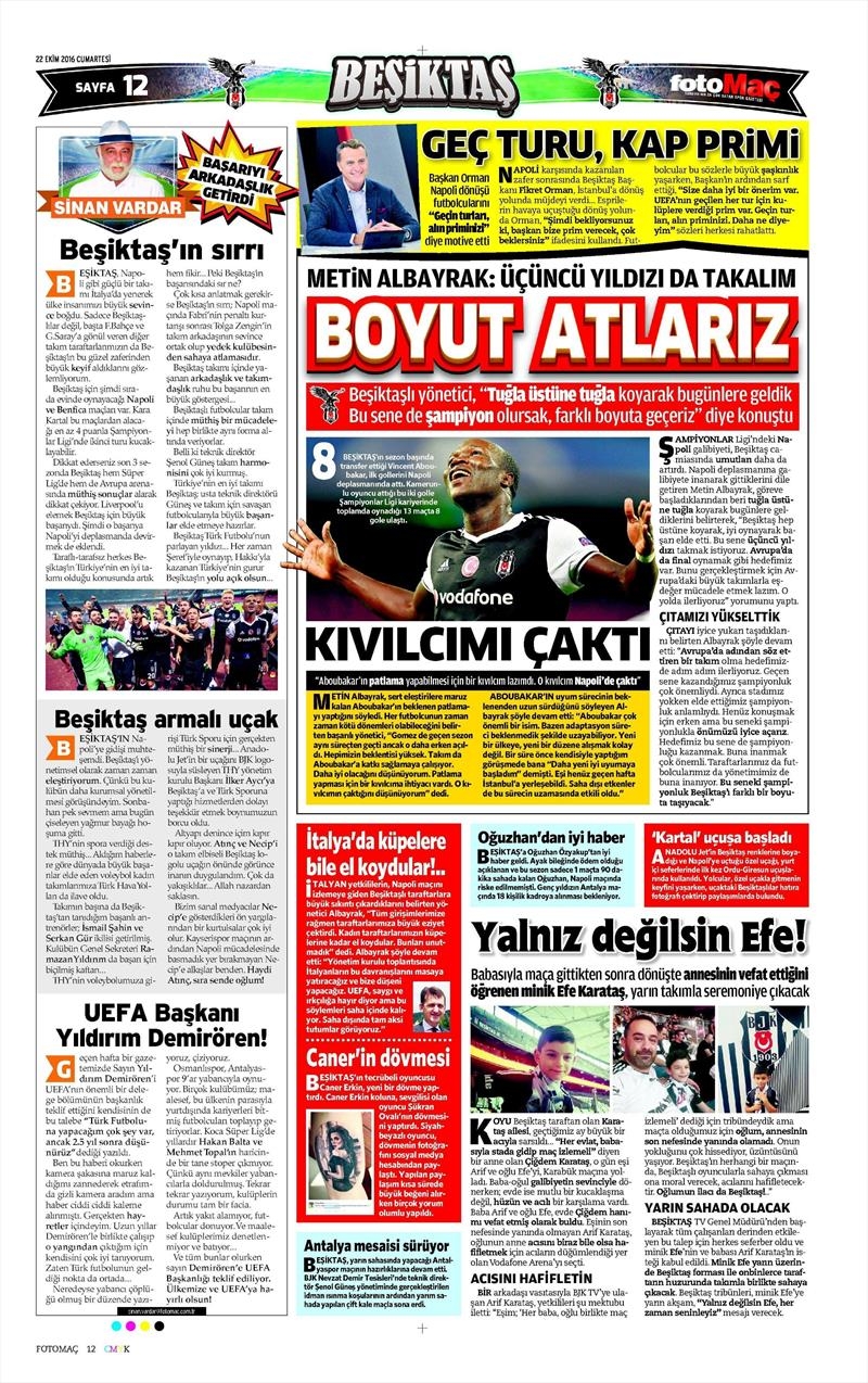 22 Ekim 2016 | Gazetelerin Beşiktaş manşetleri - Görsel 12