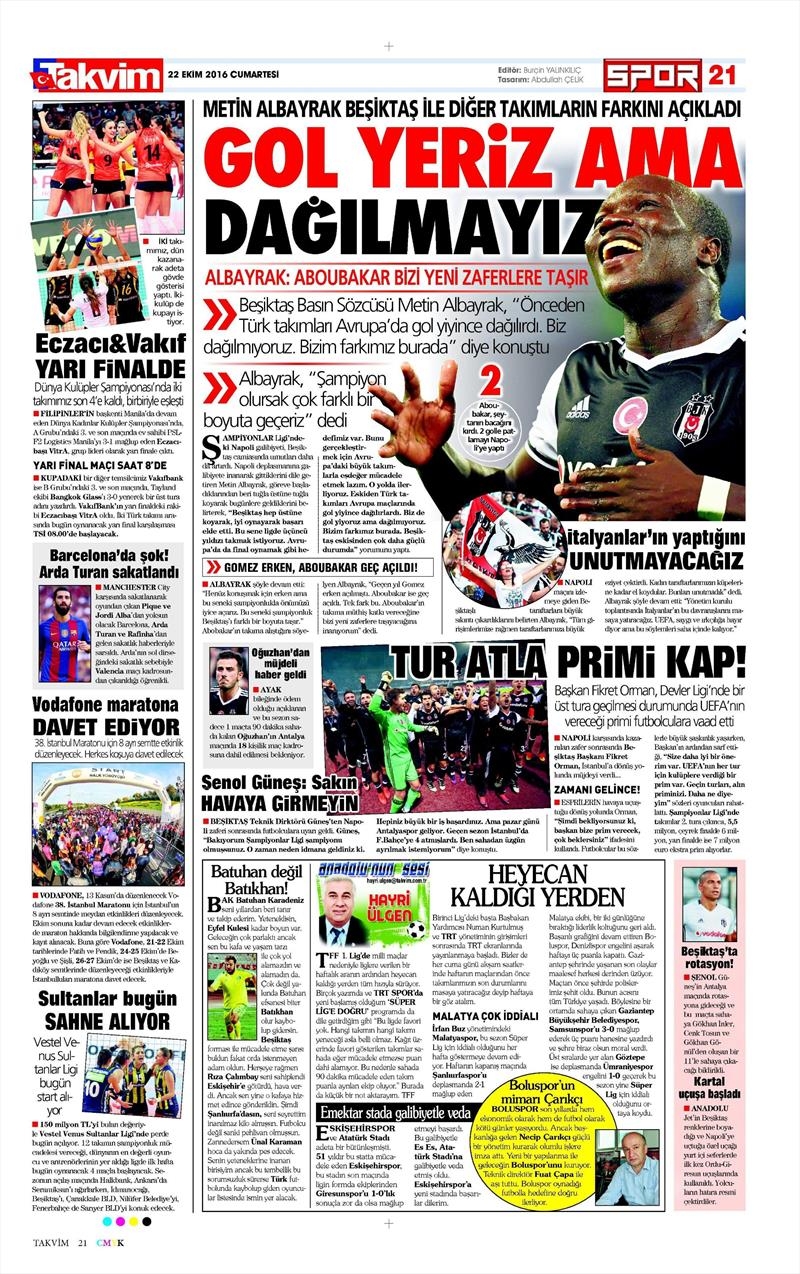 22 Ekim 2016 | Gazetelerin Beşiktaş manşetleri - Görsel 3