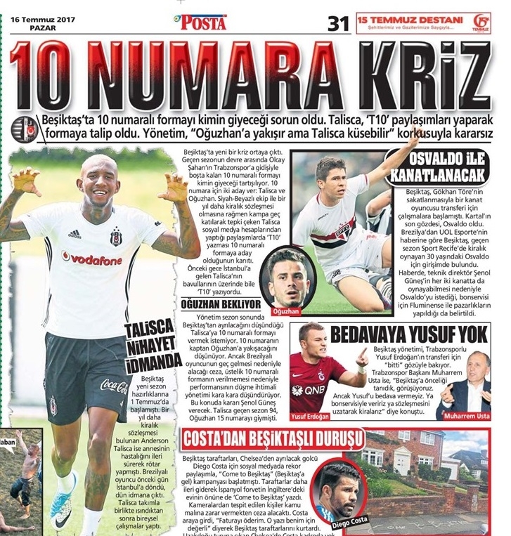 16 Temmuz 2017 | İşte gazetelerin Beşiktaş manşetleri - Görsel 3