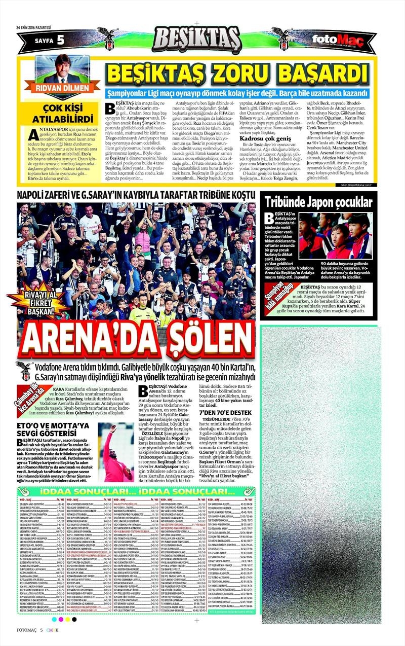 24 Ekim 2016 | Gazetelerin Beşiktaş sayfaları - Görsel 10