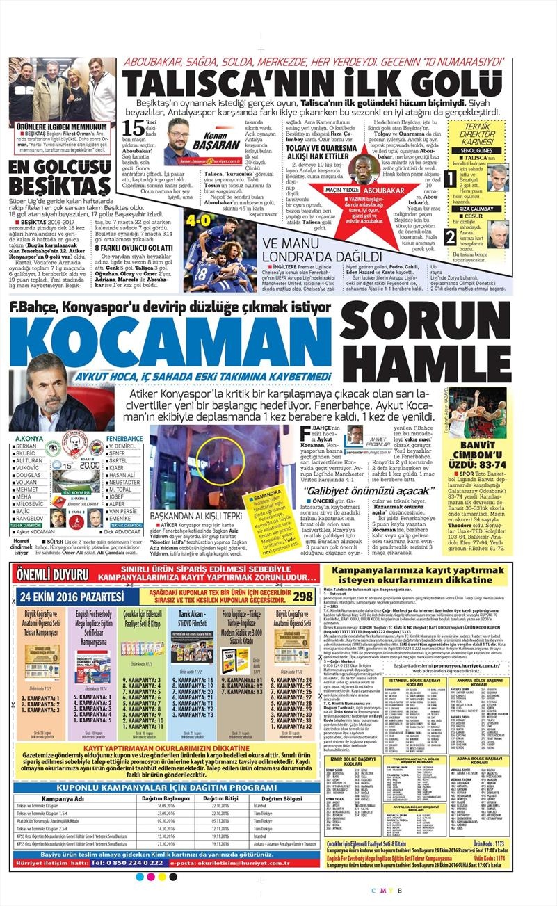 24 Ekim 2016 | Gazetelerin Beşiktaş sayfaları - Görsel 15