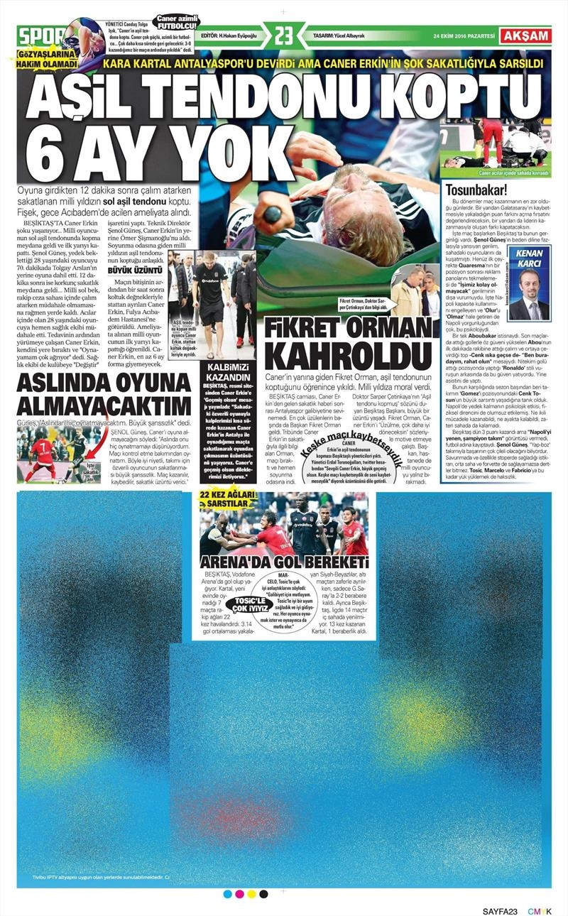 24 Ekim 2016 | Gazetelerin Beşiktaş sayfaları - Görsel 2