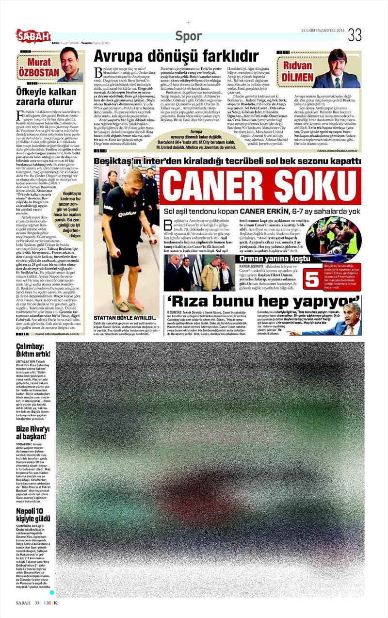 24 Ekim 2016 | Gazetelerin Beşiktaş sayfaları - Görsel 21