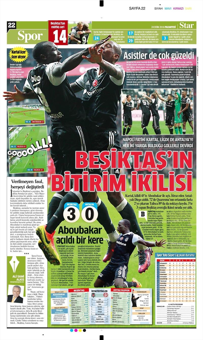 24 Ekim 2016 | Gazetelerin Beşiktaş sayfaları - Görsel 22