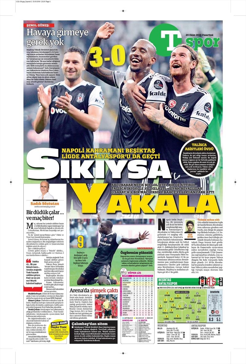 24 Ekim 2016 | Gazetelerin Beşiktaş sayfaları - Görsel 26