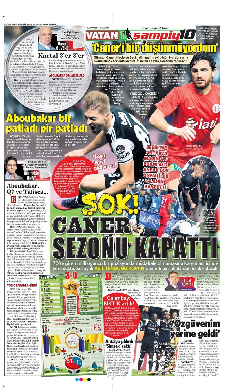 24 Ekim 2016 | Gazetelerin Beşiktaş sayfaları - Görsel 28