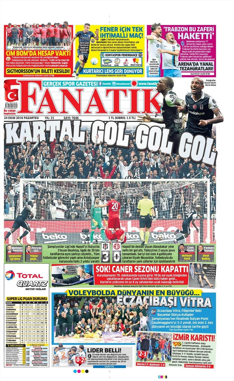 24 Ekim 2016 | Gazetelerin Beşiktaş sayfaları - Görsel 3