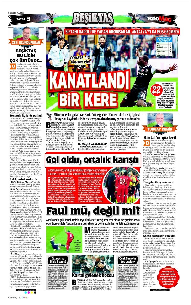 24 Ekim 2016 | Gazetelerin Beşiktaş sayfaları - Görsel 9