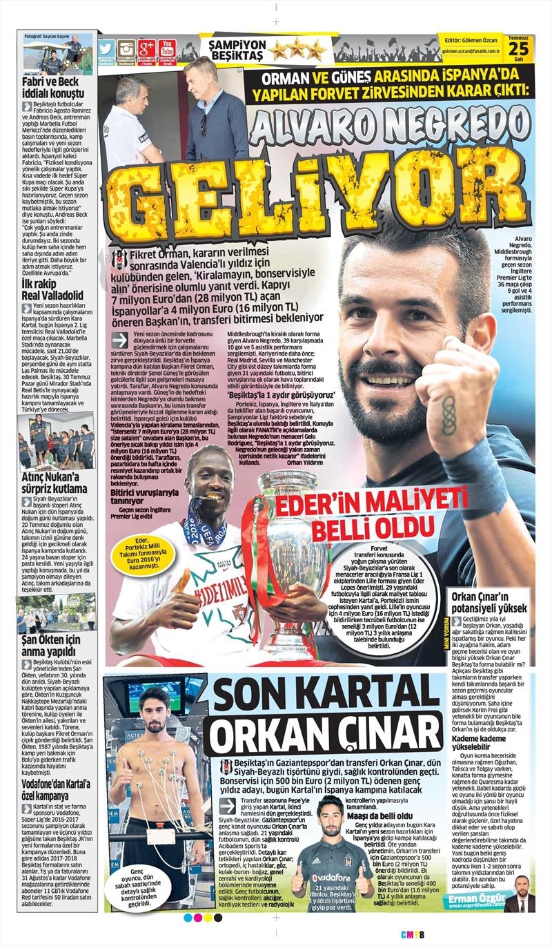 25 Temmuz 2017 | İşte gazetelerin Beşiktaş manşetleri - Görsel 2