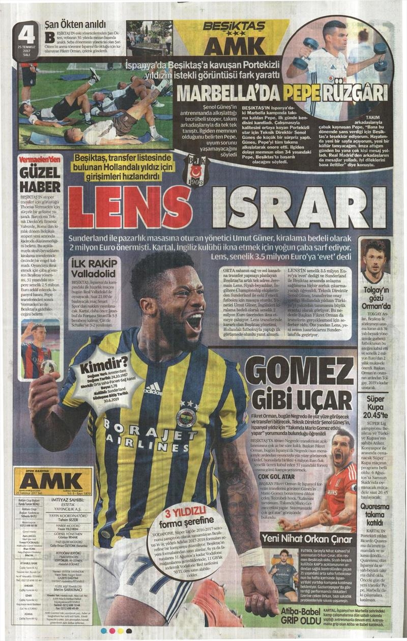 25 Temmuz 2017 | İşte gazetelerin Beşiktaş manşetleri - Görsel 7