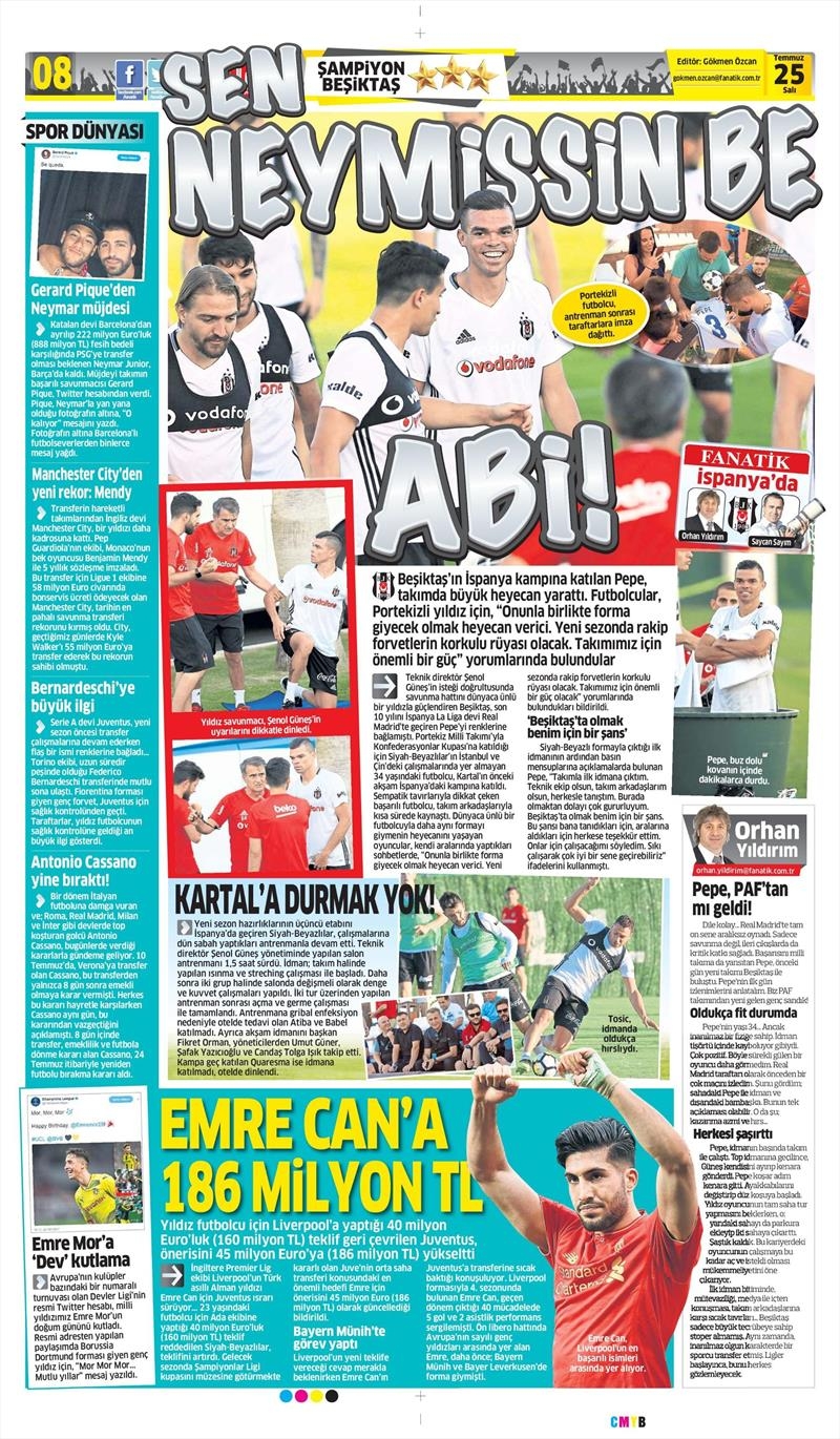 25 Temmuz 2017 | İşte gazetelerin Beşiktaş manşetleri - Görsel 8