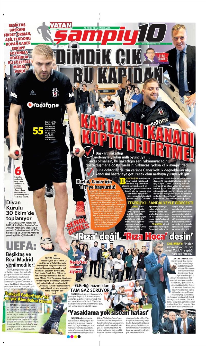 26 Ekim 2016 | Gazetelerin Beşiktaş manşetleri - Görsel 1
