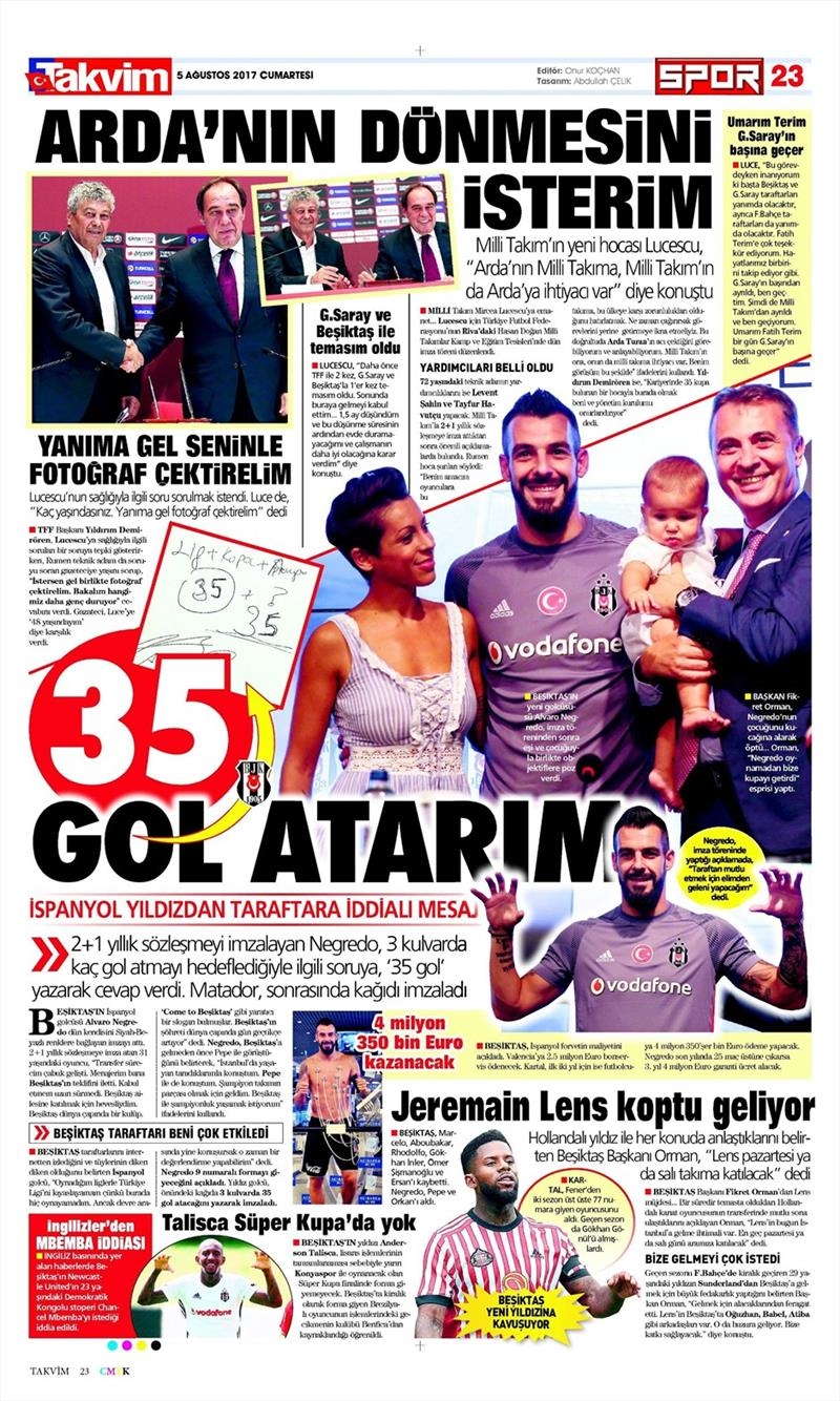 05 Ağustos 2017 | Gazetelerin Beşiktaş Manşetleri - Görsel 3