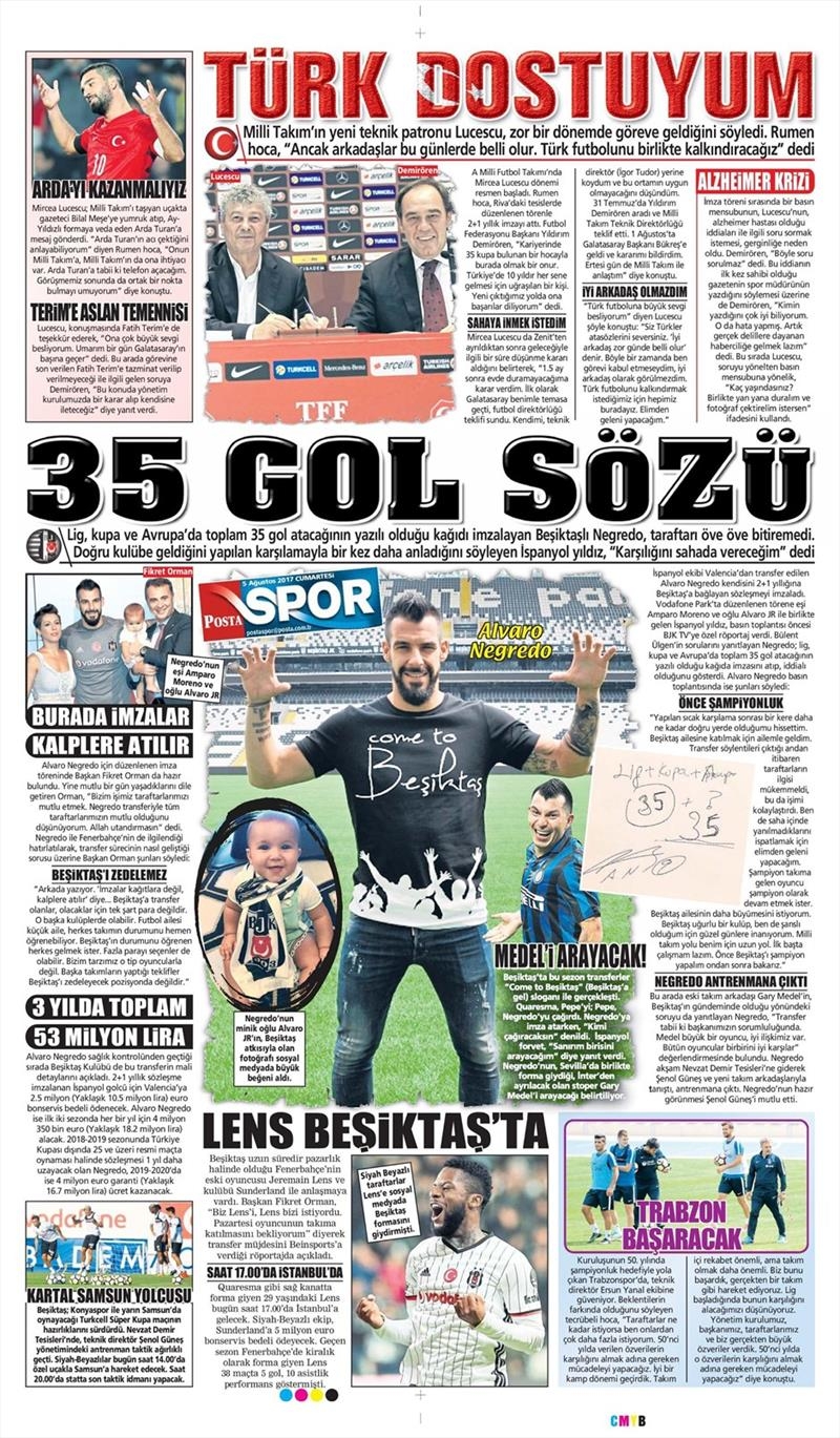 05 Ağustos 2017 | Gazetelerin Beşiktaş Manşetleri - Görsel 5