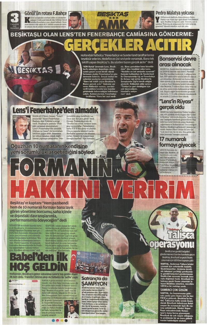 7 Ağustos 2017 | İşte Gazetelerin Beşiktaş manşetleri - Görsel 11