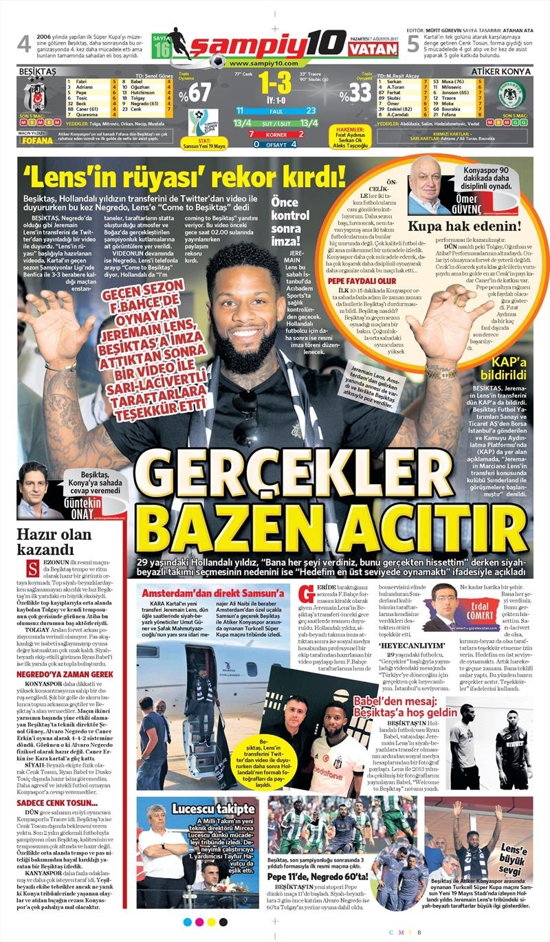 7 Ağustos 2017 | İşte Gazetelerin Beşiktaş manşetleri - Görsel 19