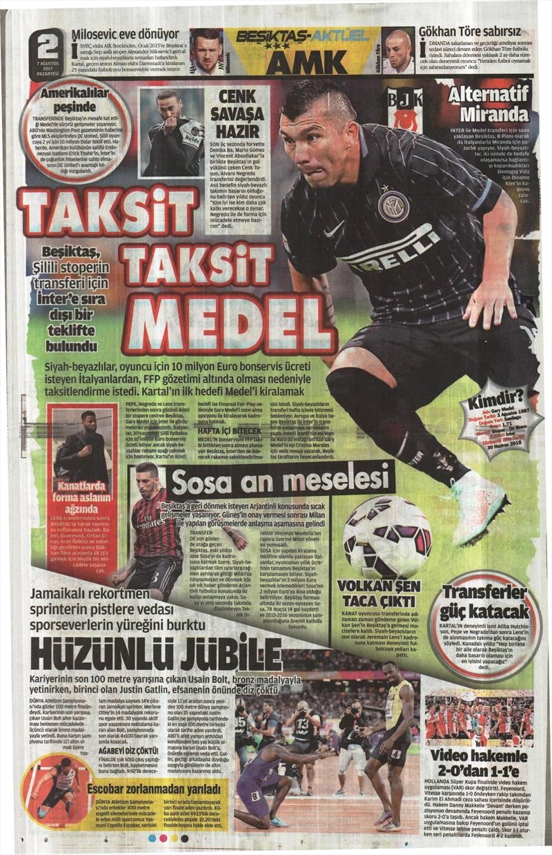 7 Ağustos 2017 | İşte Gazetelerin Beşiktaş manşetleri - Görsel 2