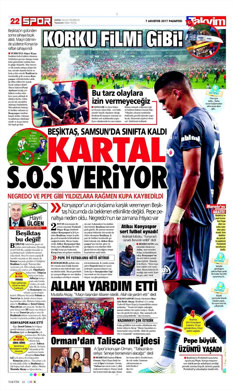 7 Ağustos 2017 | İşte Gazetelerin Beşiktaş manşetleri - Görsel 9